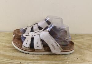 Taos Sandals Womens 10 Magnificent Stone Beige Cream Leather Studs Slides Boho